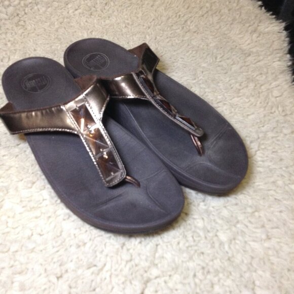 FitFlops Brown Rhinestones, W11, Chic, Vacation Mode, Comfort and Style, Classic - Picture 1 of 6